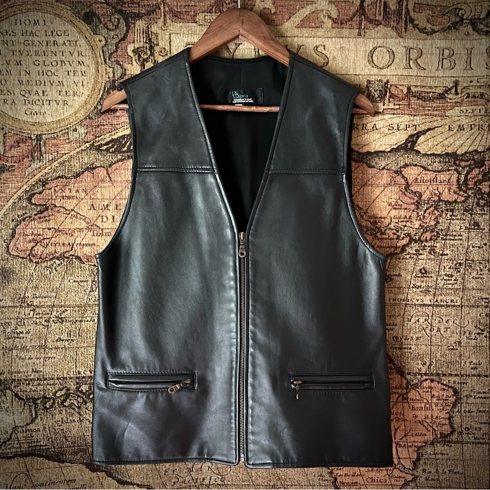 Black Leather Vest Made in Canada